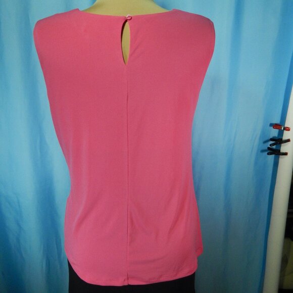 Calvin Klein Sleeveless Top Hot Pink Ruched Waist Blouse Sz Large NWOT - Picture 4 of 11